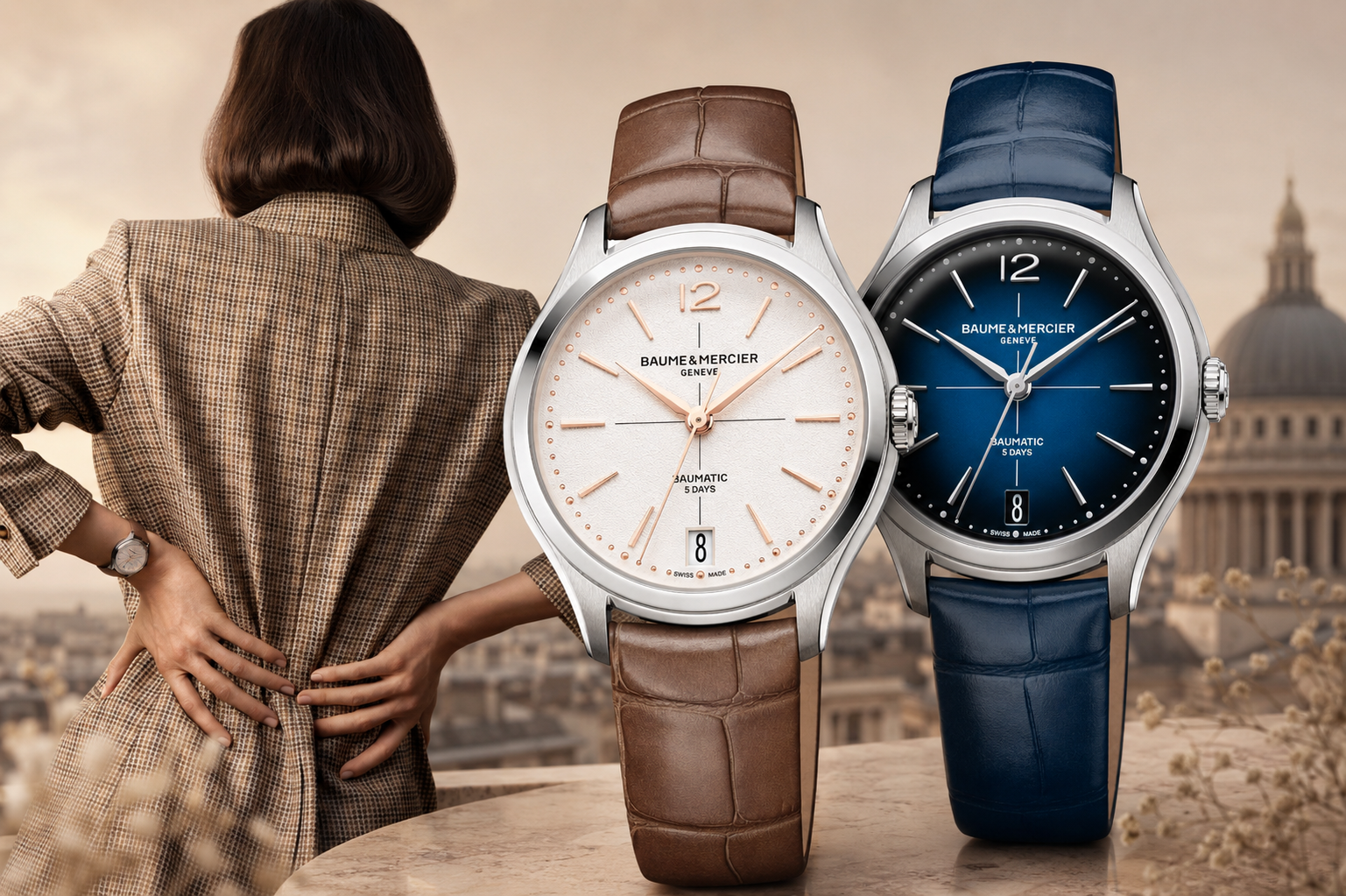 Baume & Mercier Clifton Baumatic poprvé přichází i v dámském provedení. Objevte 34mm modely s manufakturním strojkem, 120hodinovou rezervou chodu a elegantním designem.
