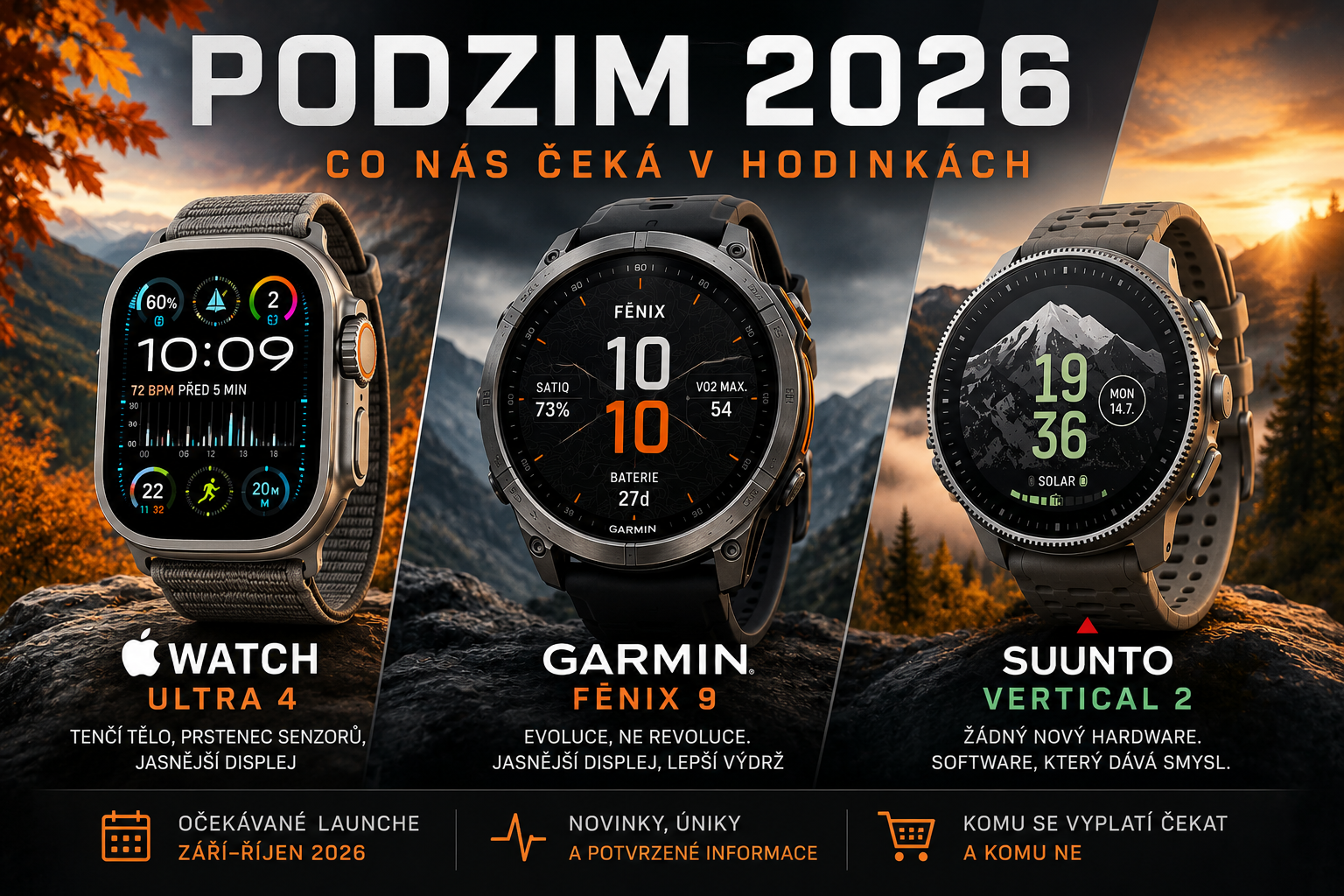 Co nás čeká v hodinkách na podzim 2026: Ultra 4, Fenix 9 a tichá revoluce u Suunto